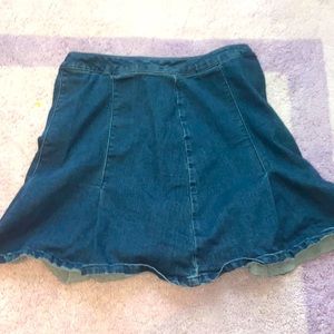 Denim Pleated Skirt